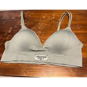 Aeropostale Ribbed Seamless Bralette Sage Green Double Strap Padded Ba -XL